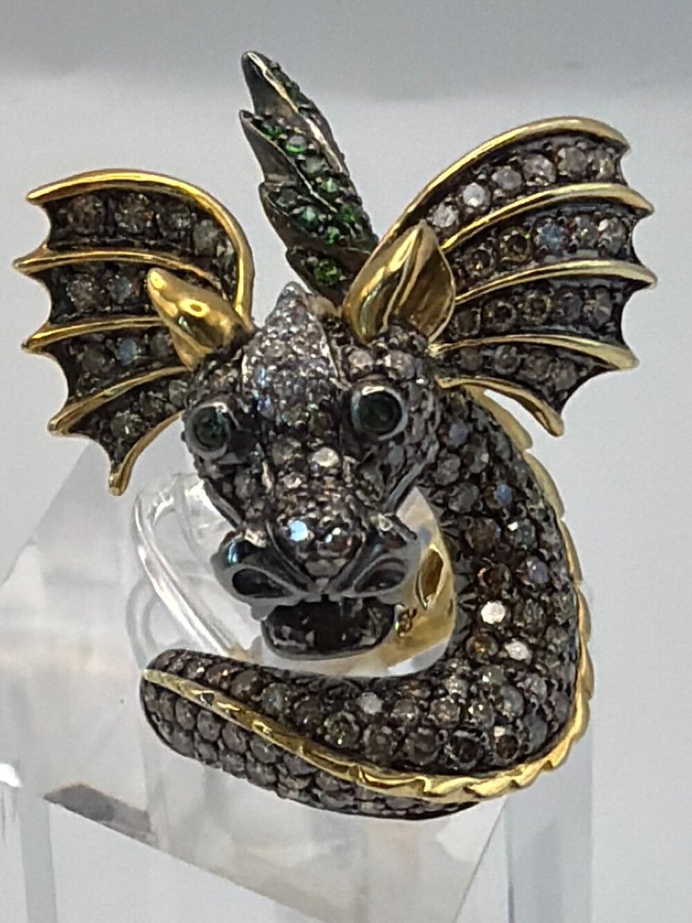 Neda Behnam 18K Gold Diamond Tsavorite Dragon Ring Sz 6.5
